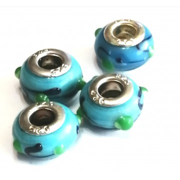 Perline Modulari 9x14mm -azzurro - 4 Pezzi