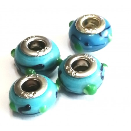 Perline Modulari 9x14mm -azzurro - 4 Pezzi