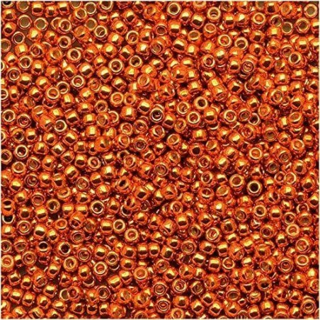 Toho Rocaille 15/0-Permafinish Galvanized Saffron-10 Grammi