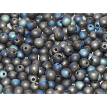 Pearls 3 mm Bohemian glass- Crystal Glittery Graphite...