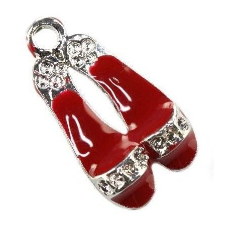 Ciondolo scarpette rosse laccato- 23x13 mm - 1pezzo
