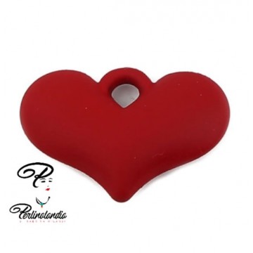 Resin red heart pendant - 37x25 mm - 1pcs