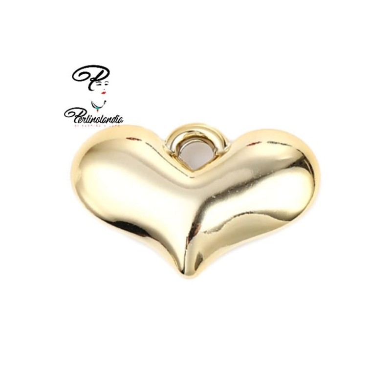 Ciondolo cuore oro resina- 37x25 mm - 1pz