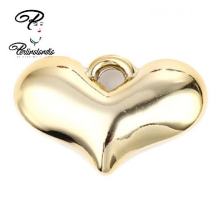 Resin gold heart pendant - 37x25 mm - 1pcs
