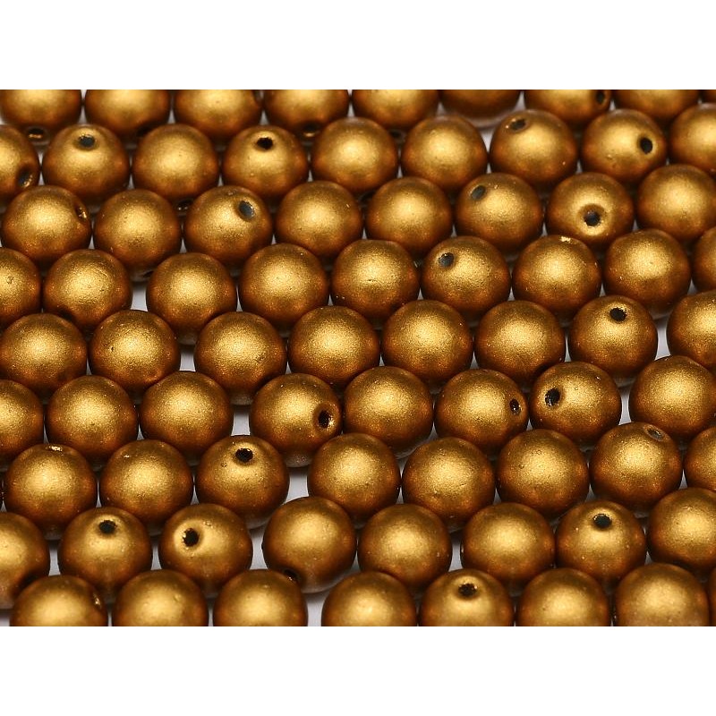 Perle 4 Mm Vetro Di Boemia Metallic Brass Gold-...