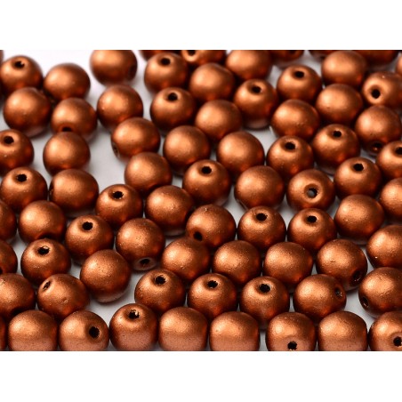 Pearls 4 mm Bohemian glass Metallic Copper- 100 pieces
