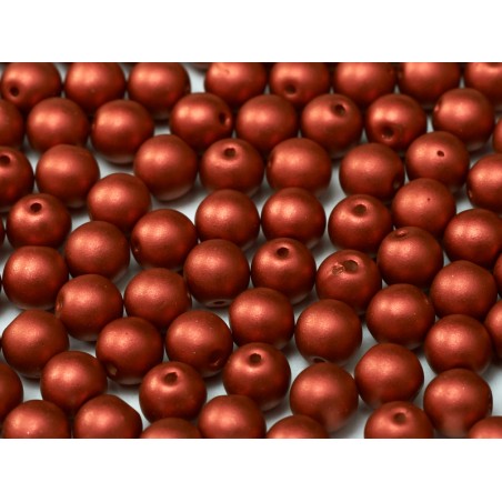 Perle 4 Mm Vetro Di Boemia Metallic Lava Red- 50 Pezzi