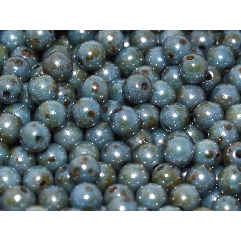 Perle 4 Mm Vetro Di Boemia Chalk White Blue...