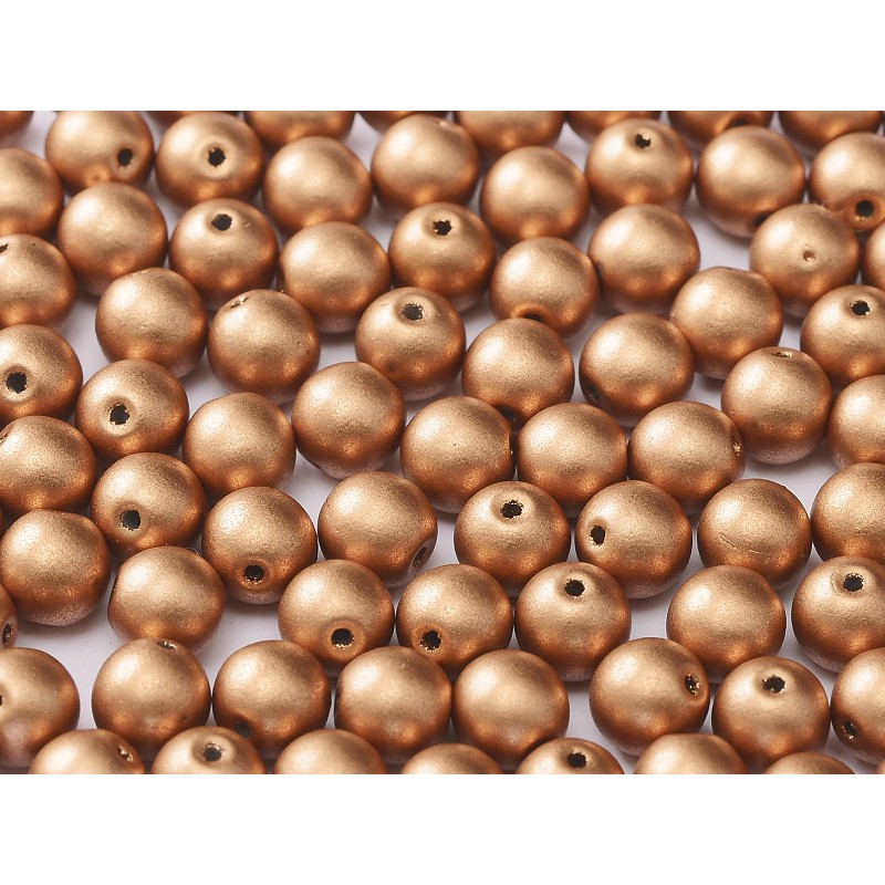 Pearls 4 mm Bohemian Glass Metallic Vintage Copper- 50 Pieces