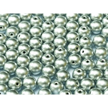 Perle 6 Mm Vetro Di Boemia Metallic Aluminium Silver - 25...