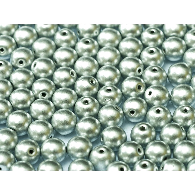 Beads 6 mm Bohemian glass Metallic Aluminium Silver - 25 pieces