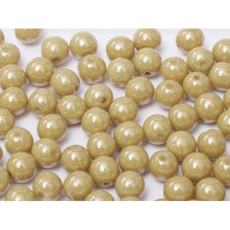 Perle 8 Mm Vetro Di Boemia Chalk White Latte Luster- 50 Pezzi