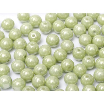 Perle 8 Mm Vetro Di Boemia Chalk White Mint Luster- 25 Pezzi