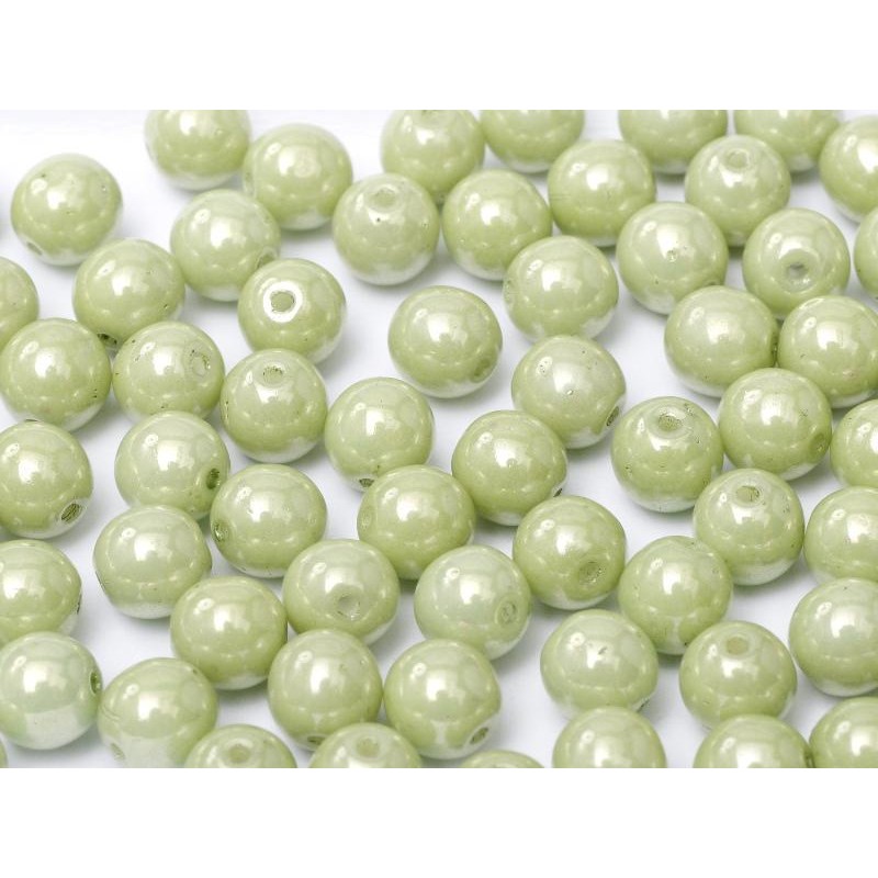 Pearls 8 mm Bohemian glass Chalk White Mint...