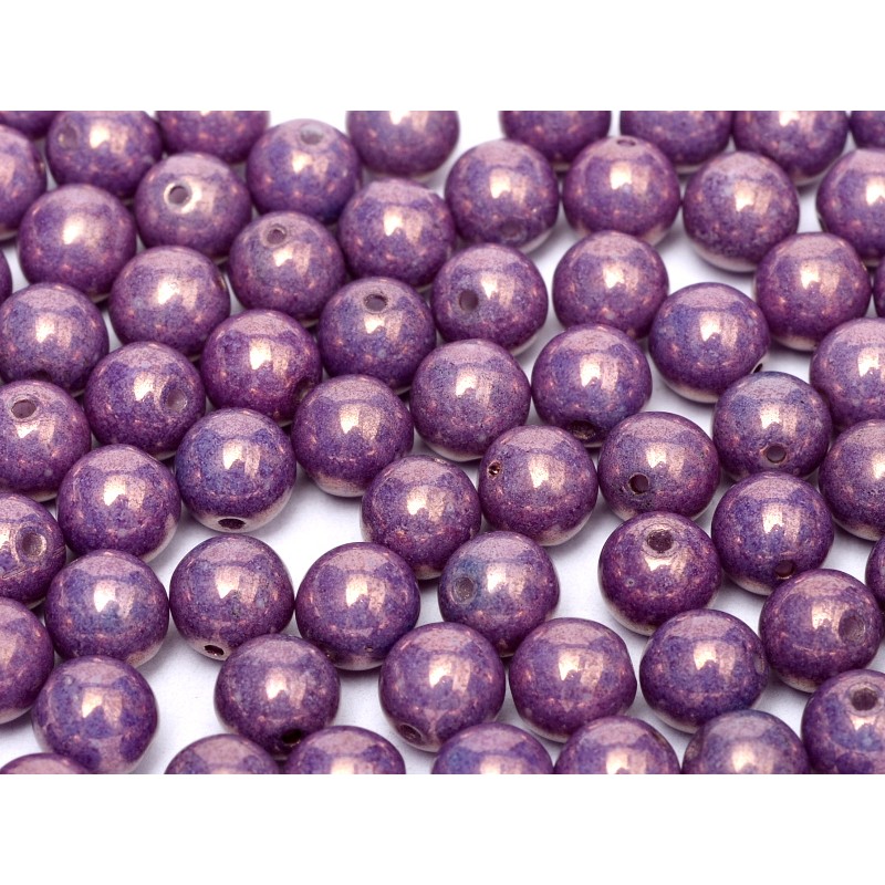 Perle 8 Mm Vetro Di Boemia Chalk White Lila...