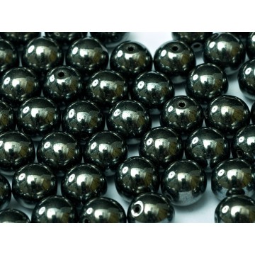 Perle 8 Mm Vetro Di Boemia Jet Hematite- 25 Pezzi