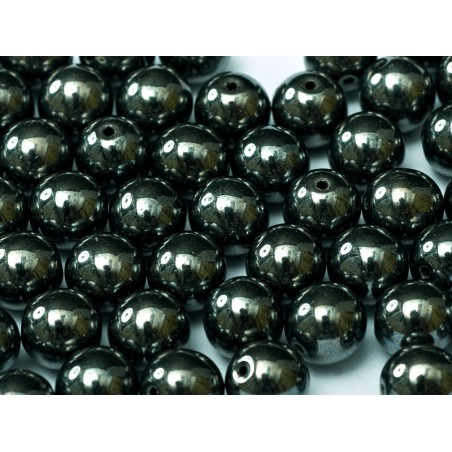 Perle 8 Mm Vetro Di Boemia Jet Hematite- 50 Pezzi