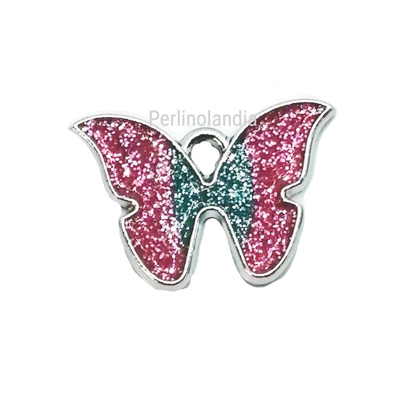 Ciondolo farfallina Rosa Glitter - 22x15 circa-...
