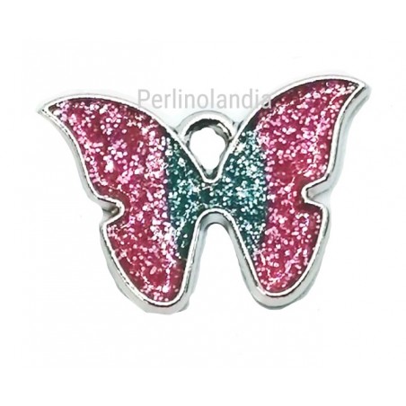 Butterfly pendant Pink Glitter - 22x15 approx- 1piece