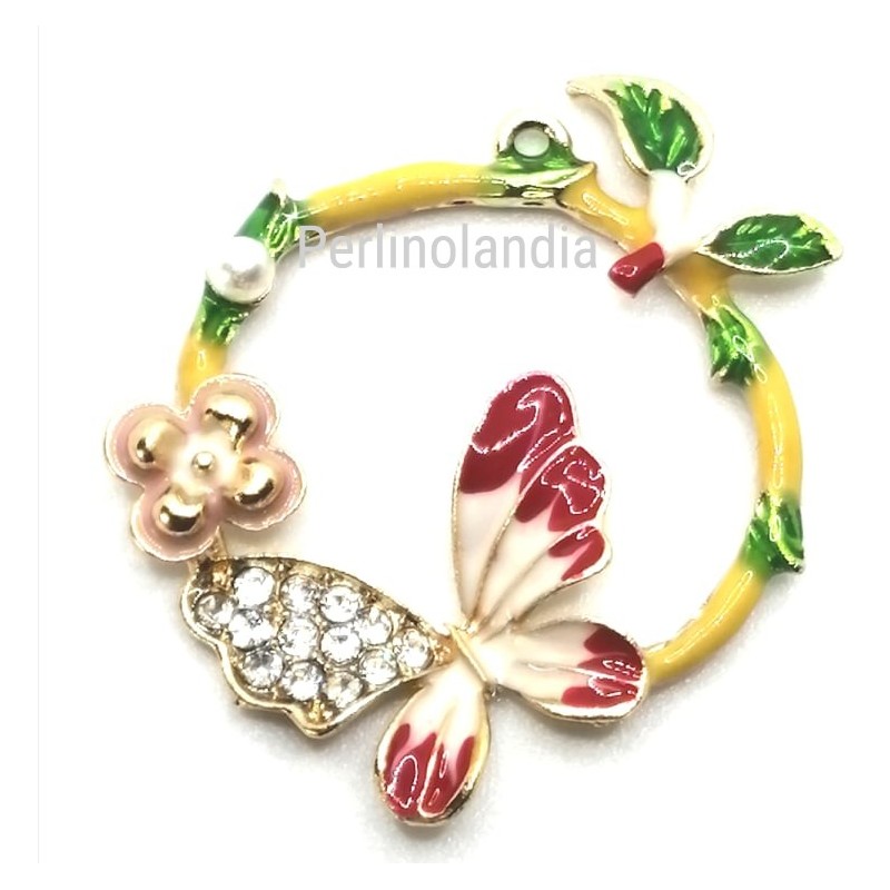 Ciondolo cerchietto farfallina rossa e...