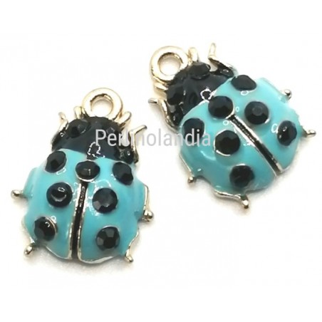 Ciondolo charm-coccinella azzurro - 15x18 circa- 1 pezzo