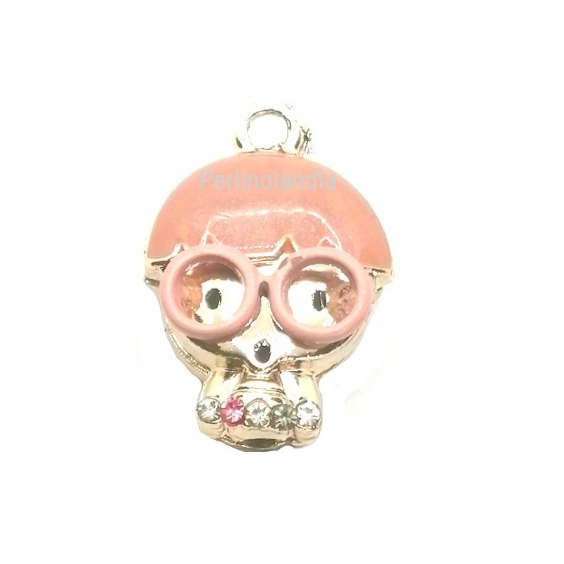 Ciondolo Bambolina Smaltata Rosa- 25 X15 mm -...