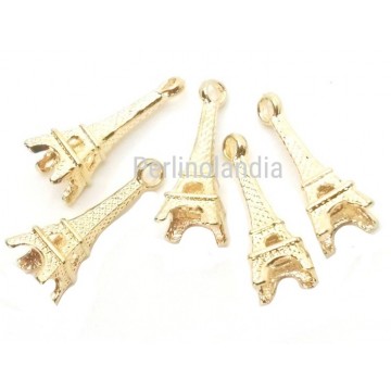 Effeil tower pendant -golden- 22x5 mm - 2 pieces