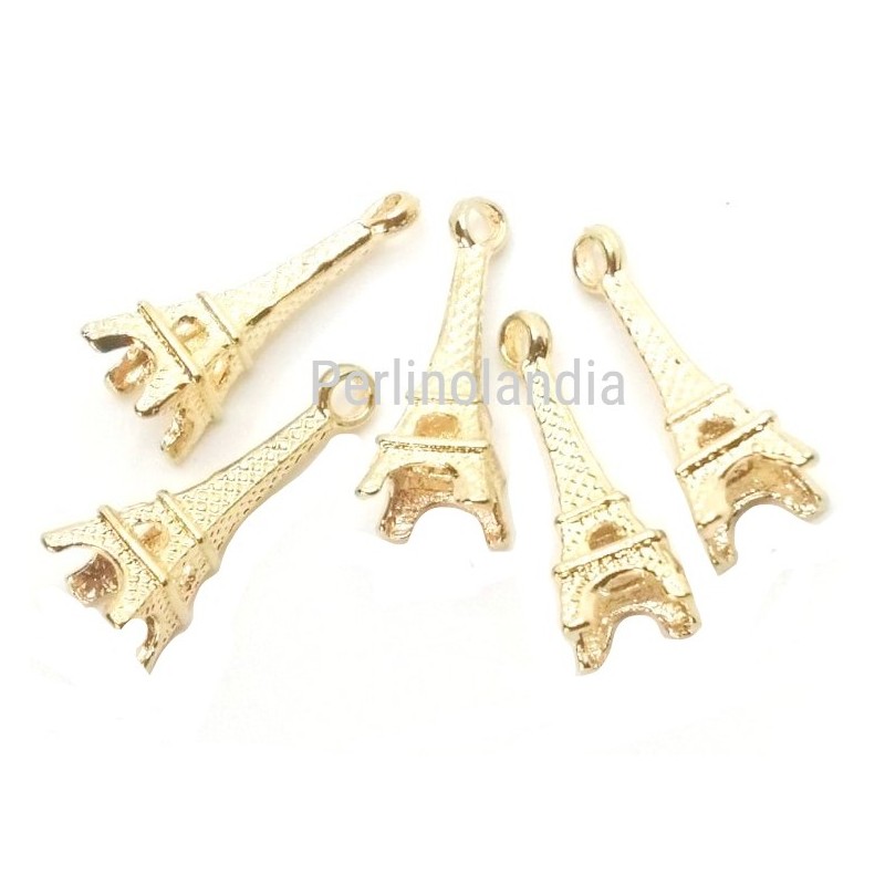 Effeil tower pendant -golden- 22x5 mm - 2 pieces