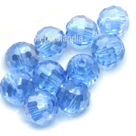 Perle 10mm in vetro sfaccettato- light blue - 15 pezzi