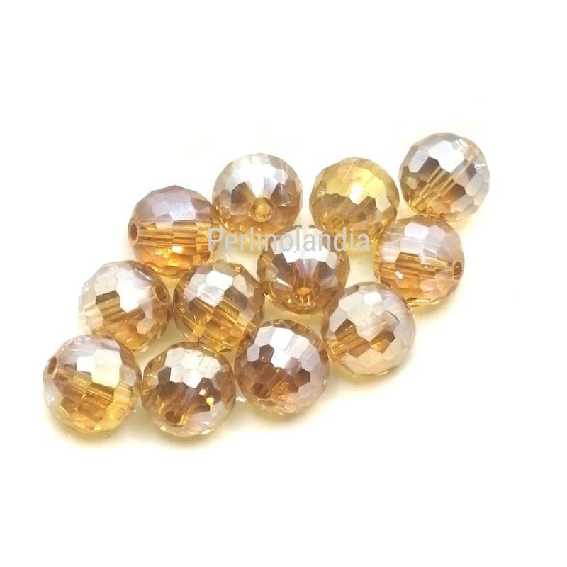 Perle 10mm In Vetro Sfaccettato- light topaz -...