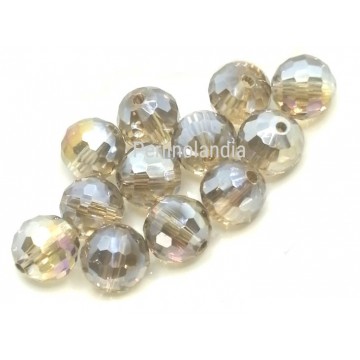 Pearls 10mm Faceted Glass - light maroon rainbow - 15 Pieces