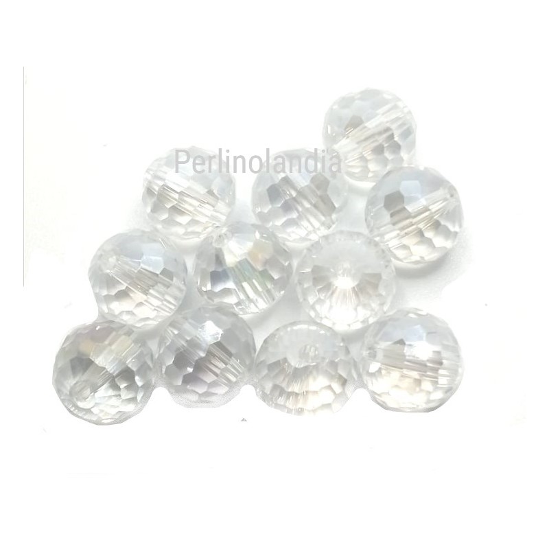 Pearls 10mm Faceted Glass - Crystal ab - 15 Pieces