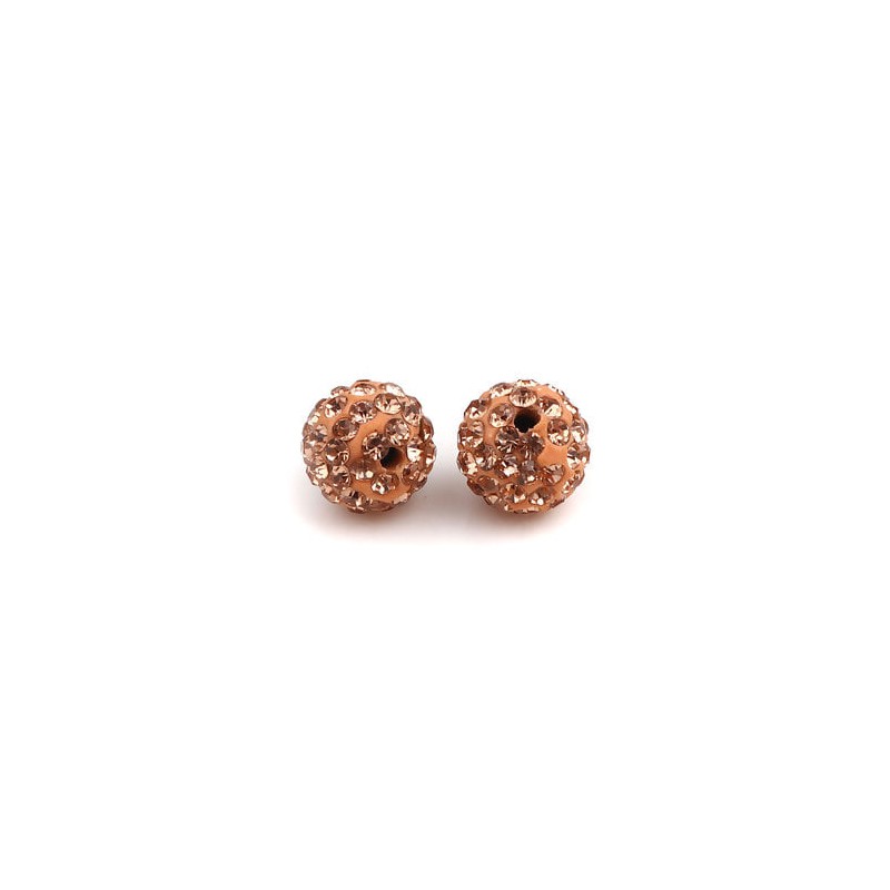 Perline 10 mm con strass- Pesca- 5 pezzi