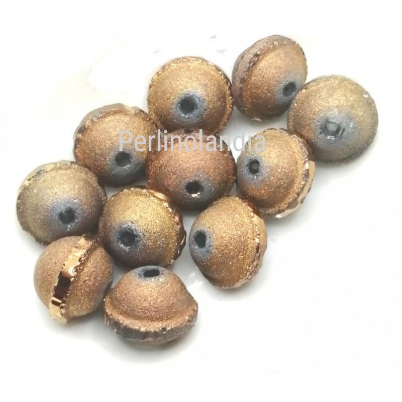 Perline 10x8mm - Vetro Smerigliato- Bronze - 10...
