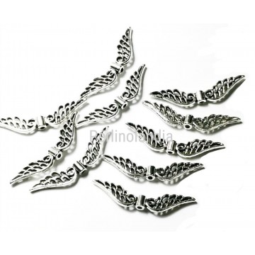 Angel wings size 30mm - silver -10 pieces