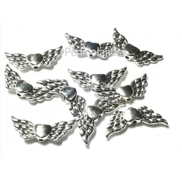 Angel wings size 22mm - silver -10 pieces