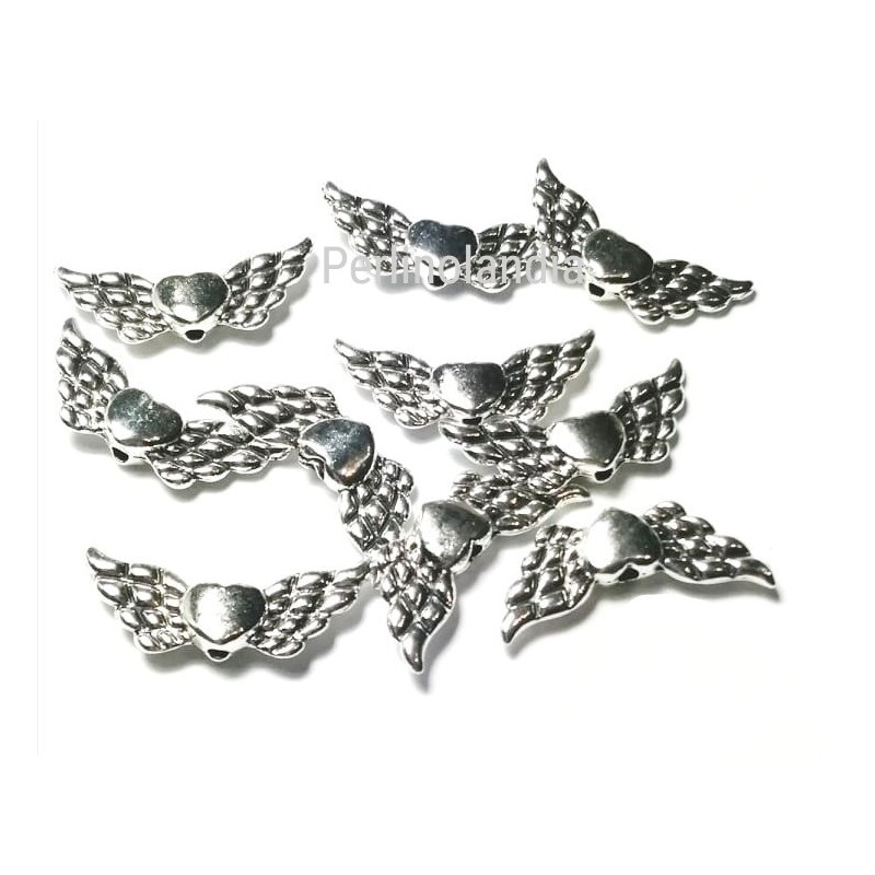 Angel wings size 22mm - silver -10 pieces