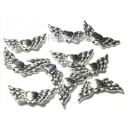 Angel wings size 22mm - silver -10 pieces