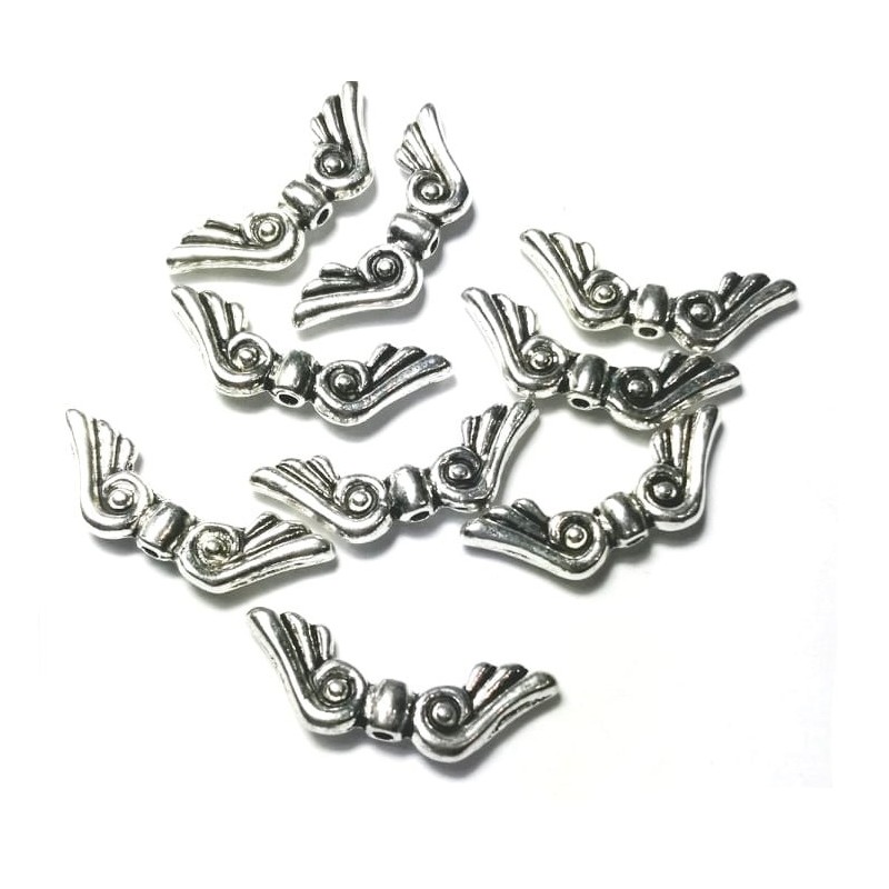 Angel wings size 22mm - silver -10 pieces