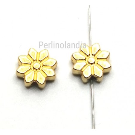 Perline fiore 10mm -Metallo - Dorate - 10 Pezzi