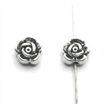 Perline rosellina 6mm -metallo - argentato anticato- 10...