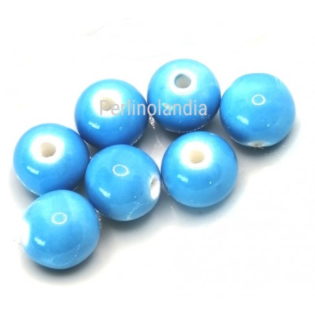 Ceramic Pearls - 8 mm - Light Blue - 15 Pieces