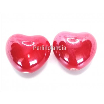 Cuori In Ceramica 15x18mm -Rosso- 2 Pezzi