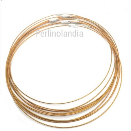 Cavetto acciaio per collane - Bronzo - aggancio a vite ottone - 1 pezzo