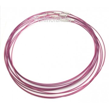 Steel cable for necklaces -Purple - brass screw hook - 1...