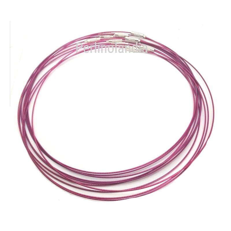 Steel cable for necklaces -Purple - brass screw...