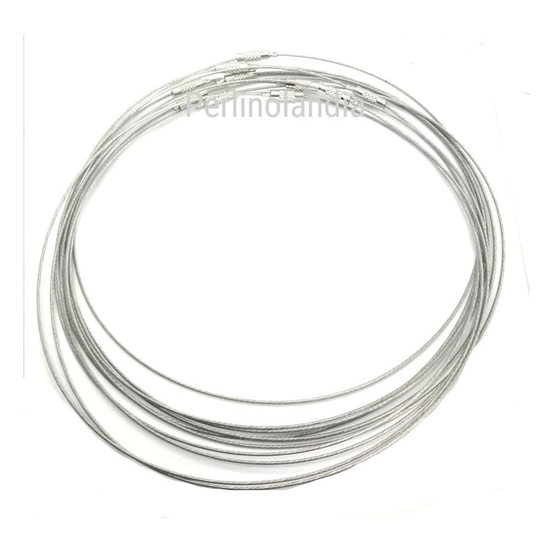 Steel cable for necklaces -Grey - brass screw...