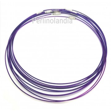 Cavetto acciaio per collane -Viola -  aggancio a vite...