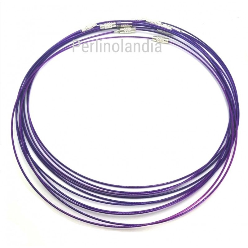 Steel cable for necklaces -Viola - brass screw...