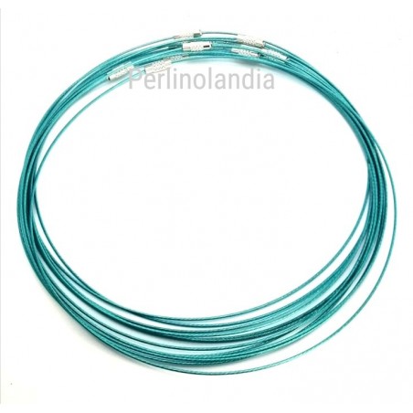 Steel cable for necklaces -Tiffany - brass screw hook - 1 piece